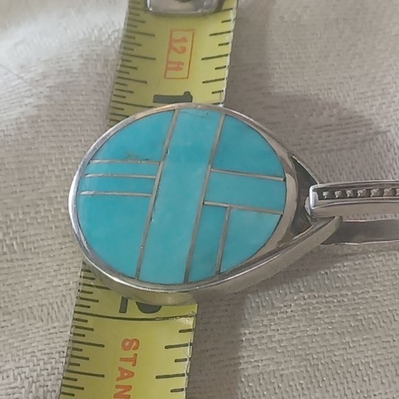 David Rosales, Supersmith Inc, Turquoise Mosaic Inlay Pendant, Sterling Silver - Picture 8 of 9